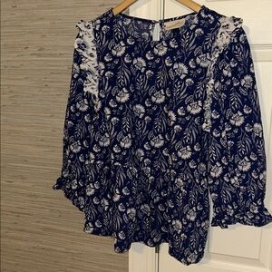 Universal Thread Navy and White Floral Blouse